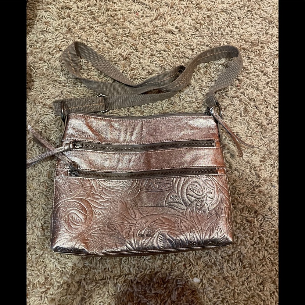 The Sak Reseda Leather Crossbody metallic bag